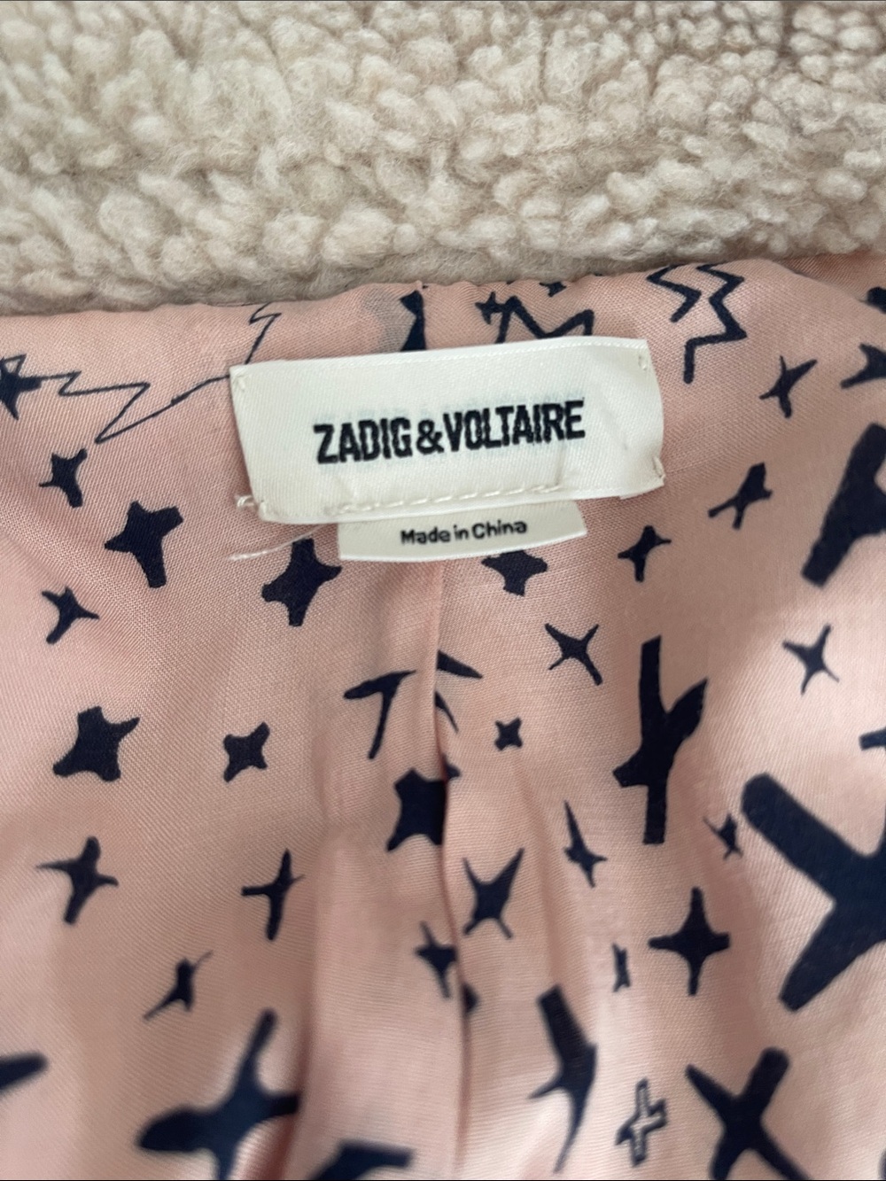 Zadig & Voltaire dusky pink Sherpa Teddy Coat - Picture 3 of 5